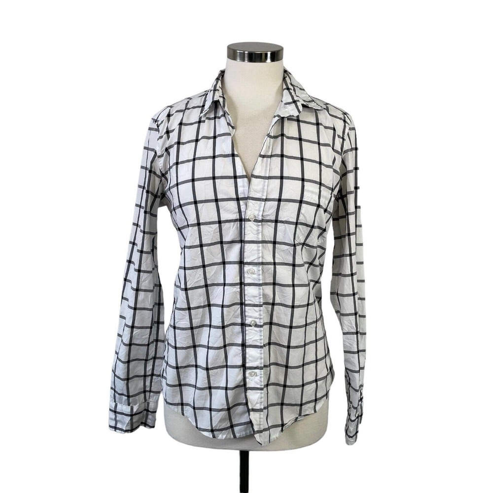Frank & Eileen Women's Medium White Black Check Barry Button Shirt